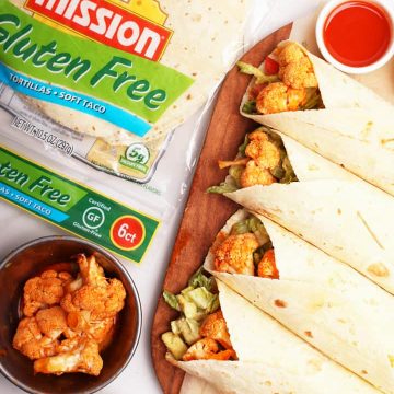 Buffalo Cauliflower Wraps with Mission Tortillas