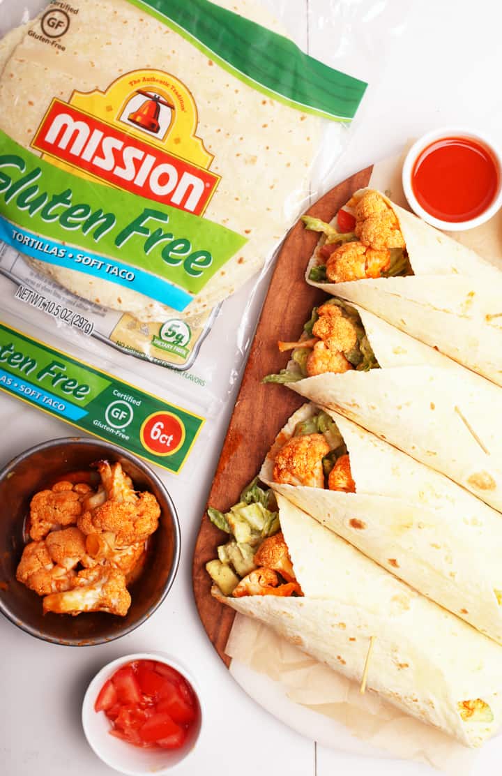 Buffalo Cauliflower Wraps with Mission Tortillas