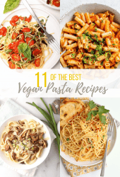 11 of the best vegan pasta recipes all in one place! From Creamy Alfredo Pasta to Pasta Caprese, there is a recipe for everyone. All recipes made in 30 minutes for quick and delicious weeknight meals.