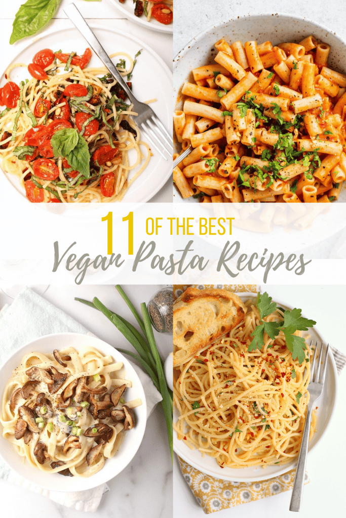 11 of the best vegan pasta recipes all in one place! From Creamy Alfredo Pasta to Pasta Caprese, there is a recipe for everyone. All recipes made in 30 minutes for quick and delicious weeknight meals.  