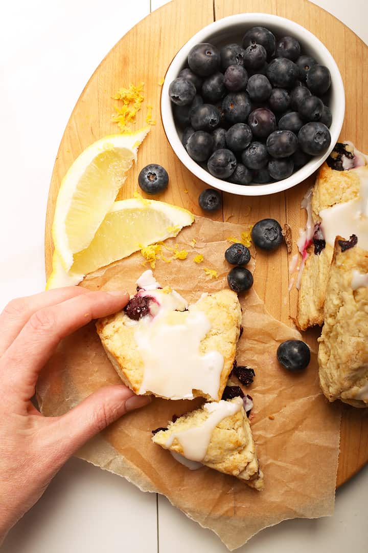 Vegan scones cut in half