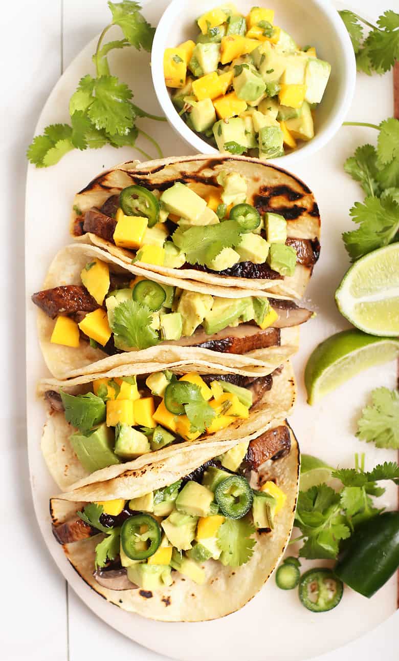 Mushroom and avocado tacos