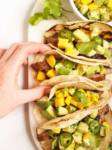 Mushroom tacos with mango salsa