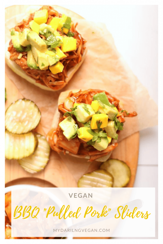 You're going to love these Jackfruit Pulled Pork Sandwiches. Ciabatta rolls stuffed with BBQ Jackfruit and topped with Avocado Mango Salsa. Made in just 20 minutes. Vegan and soy-free!