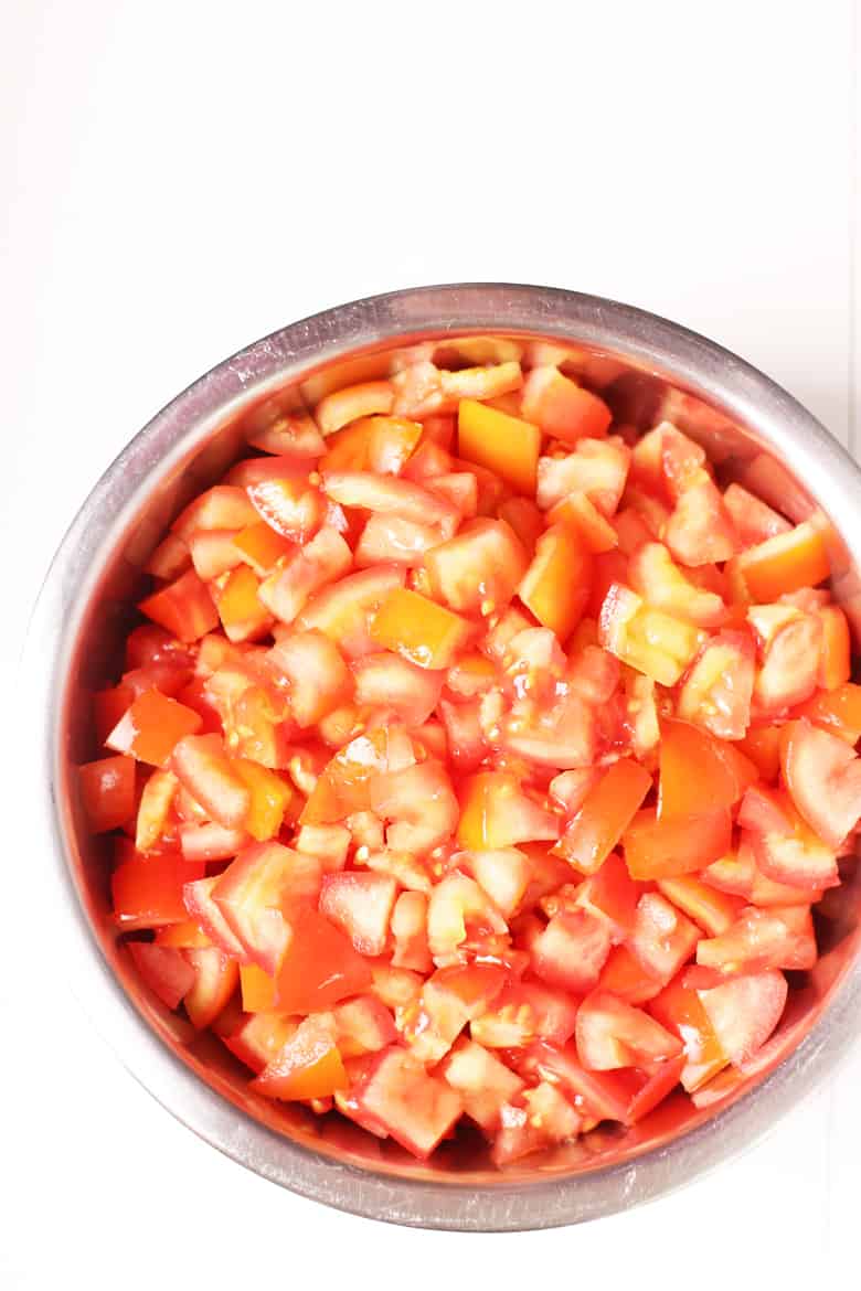 Chopped tomatoes in a bowl