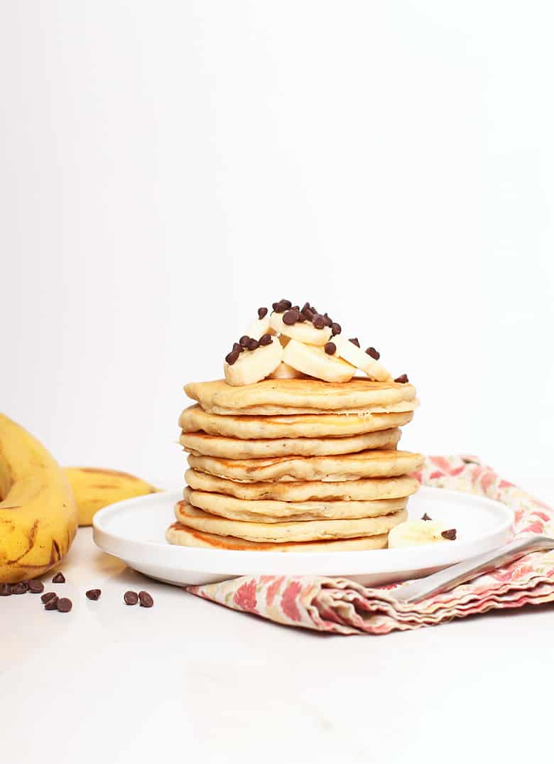 Vegan Banana Pancakes with chocolate chips