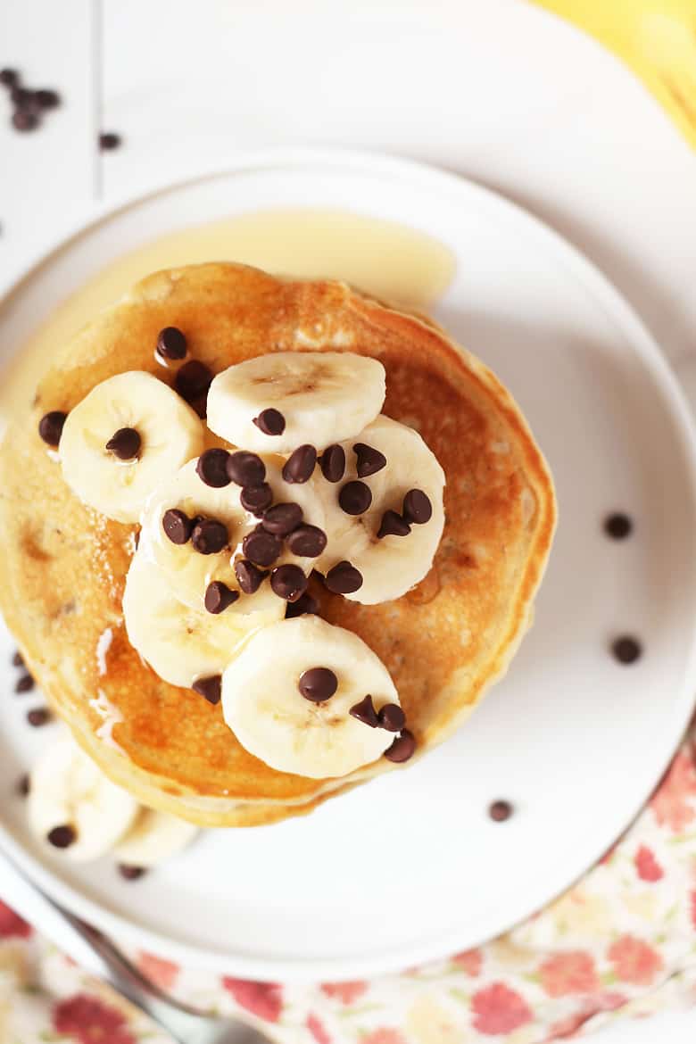 Vegan Banana Pancakes with chocolate chips