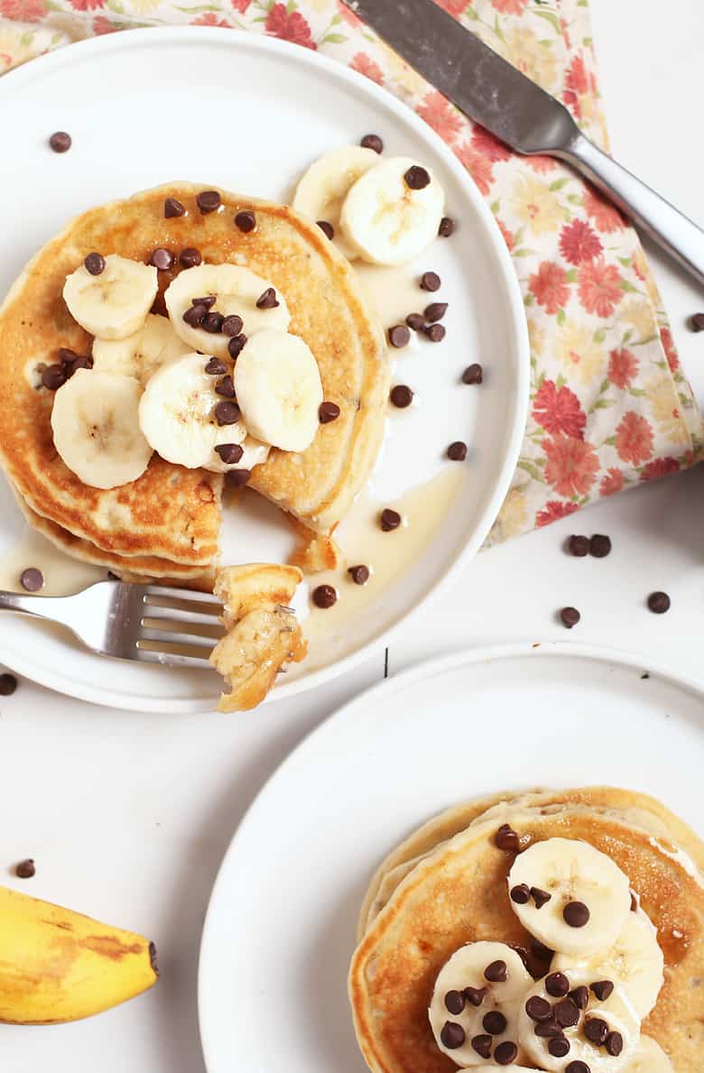 Vegan Banana Pancakes with chocolate chips