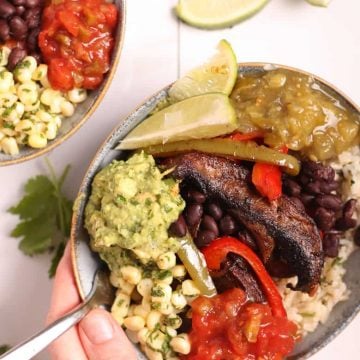 Close up Vegan Fajita Bowls