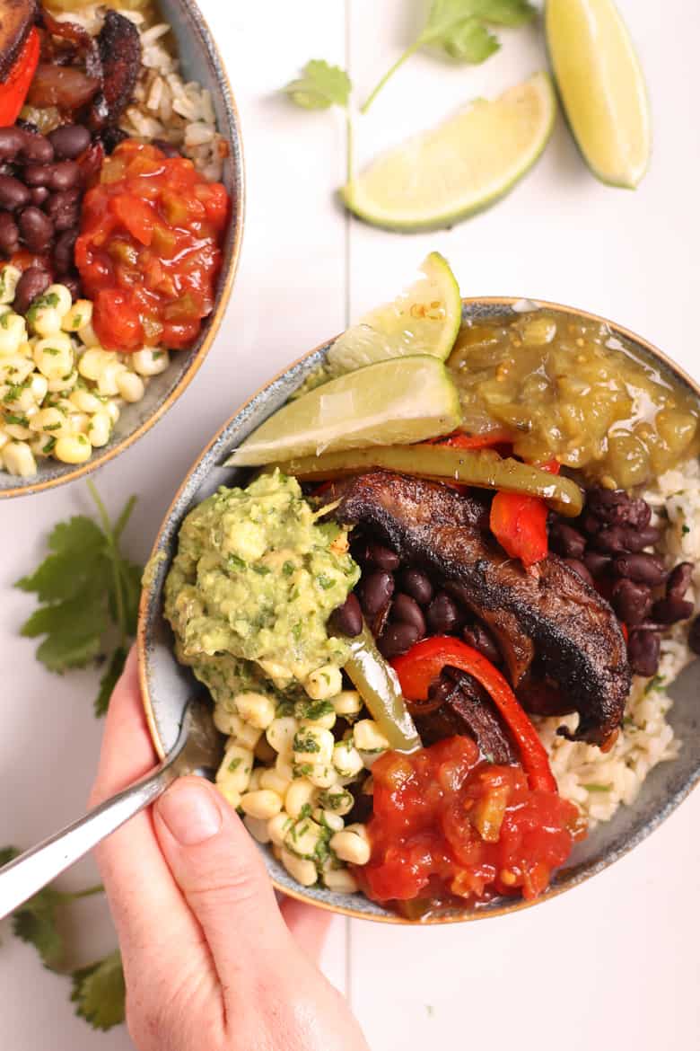 Close up Vegan Fajita Bowls