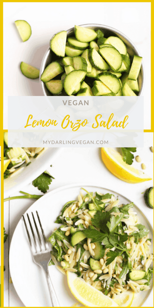 Lighten up with this refreshing Cucumber Lemon Orzo Salad. Made with fresh herbs, Persian cucumbers, and toasted pine nuts, this salad is then tossed with a lemon garlic dressing. Made in 20 minutes!