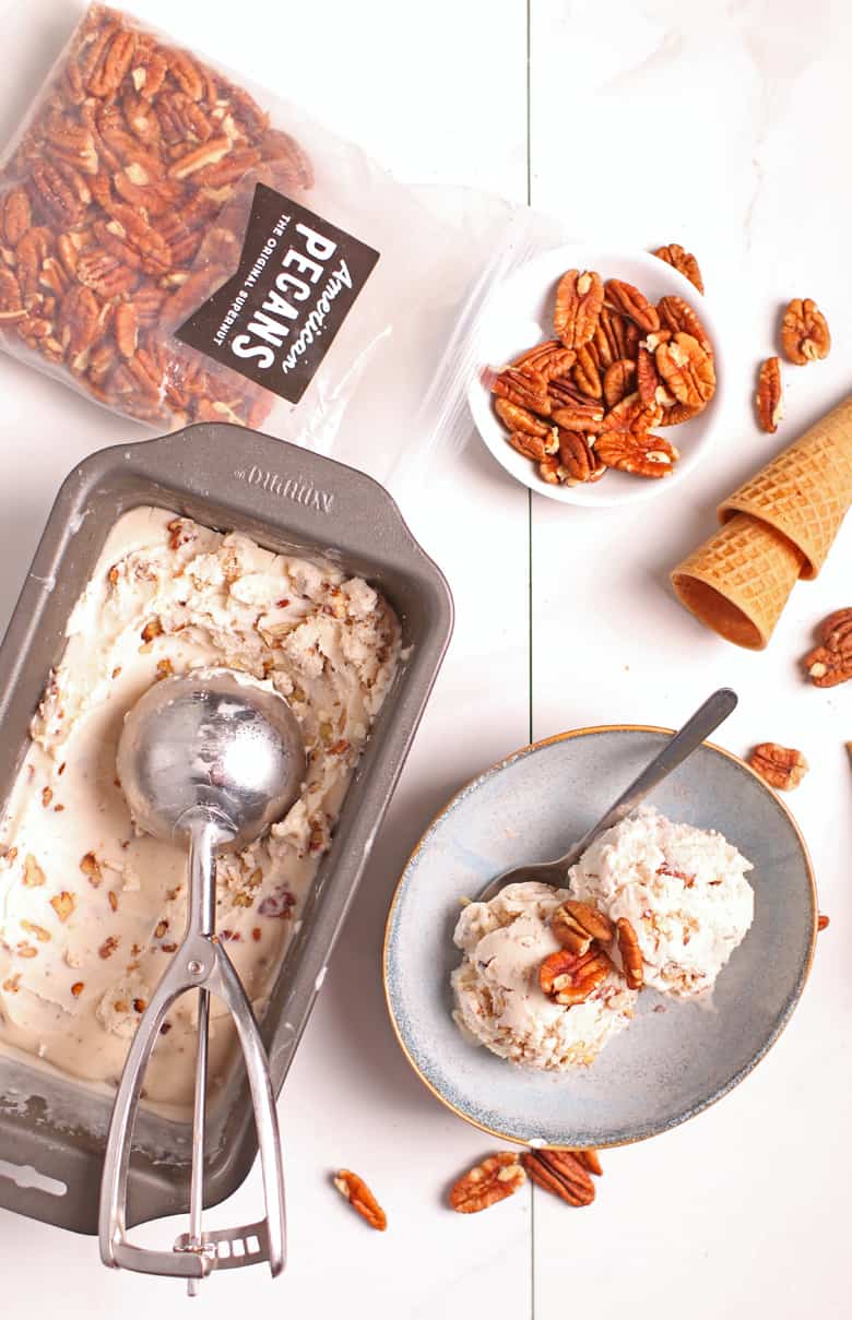 Butter pecan ice cream with pecans