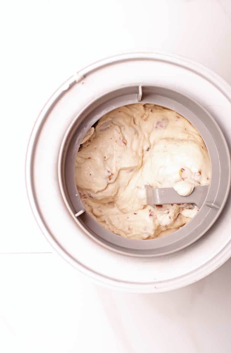 Homemade ice cream in ice cream maker