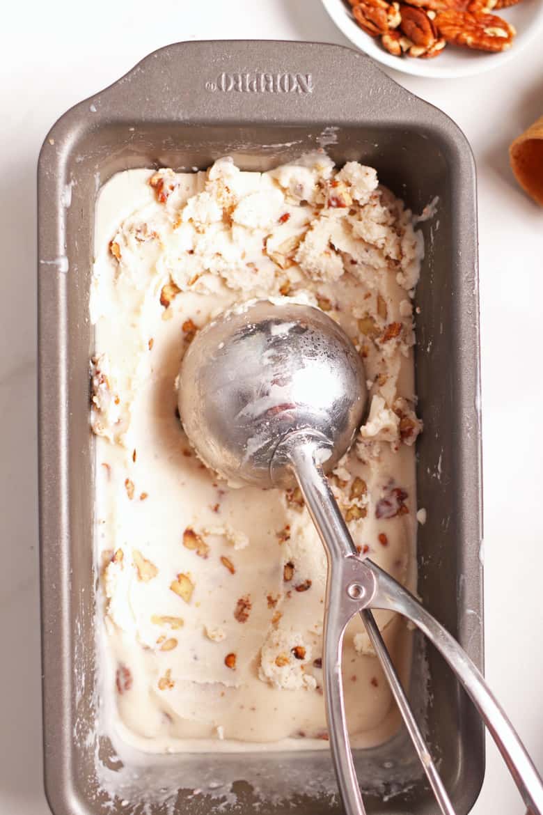 Vegan ice cream in loaf pan