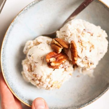 Butter pecan ice cream in bowl