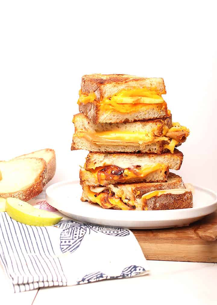 Stack of vegan grilled cheese