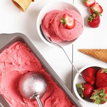 Strawberry ice cream on white background