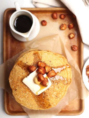 Vegan Cornmeal Pancakes with hazelnuts