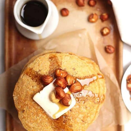 Vegan Cornmeal Pancakes with hazelnuts