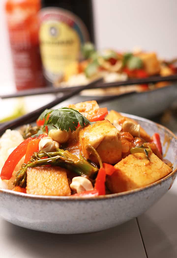 Close up of coconut curry in a bowl