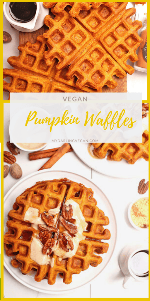 Wake up to these vegan Pumpkin Waffles with Maple Cashew Cream. Spiced to perfection and slathered in sweet, creamy, custard, these vegan waffles are the perfect autumnal breakfast for the whole family.