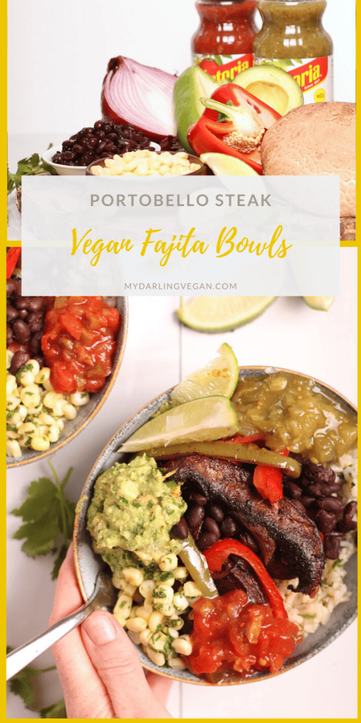 Amazing vegan fajitas made with portobello steak, cilantro-lime rice, and sautéed onions and peppers. Filled with delicious fresh flavors and topped with LA VICTORIA® Salsa Thick’n Chunky Medium and Salsa Verde for a wholesome vegan and gluten-free meal.