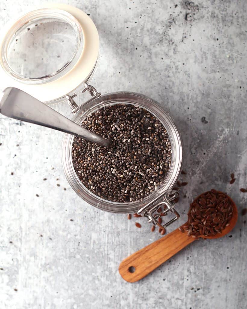 Chia seed egg in a glass container