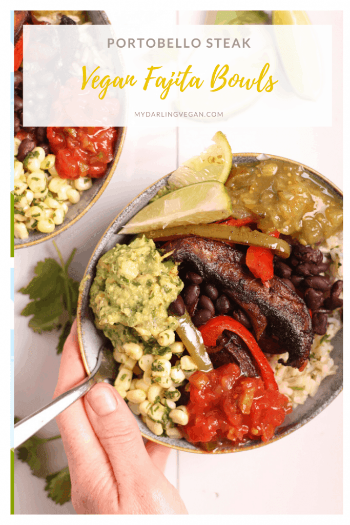 Amazing vegan fajitas made with portobello steak, cilantro-lime rice, and sautéed onions and peppers. Filled with delicious fresh flavors and topped with LA VICTORIA® Salsa Thick’n Chunky Medium and Salsa Verde for a wholesome vegan and gluten-free meal.