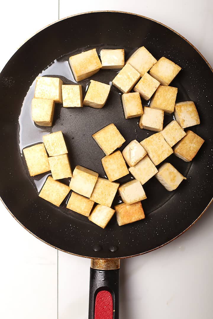 Pan-Fried Tofu in Sauté pan