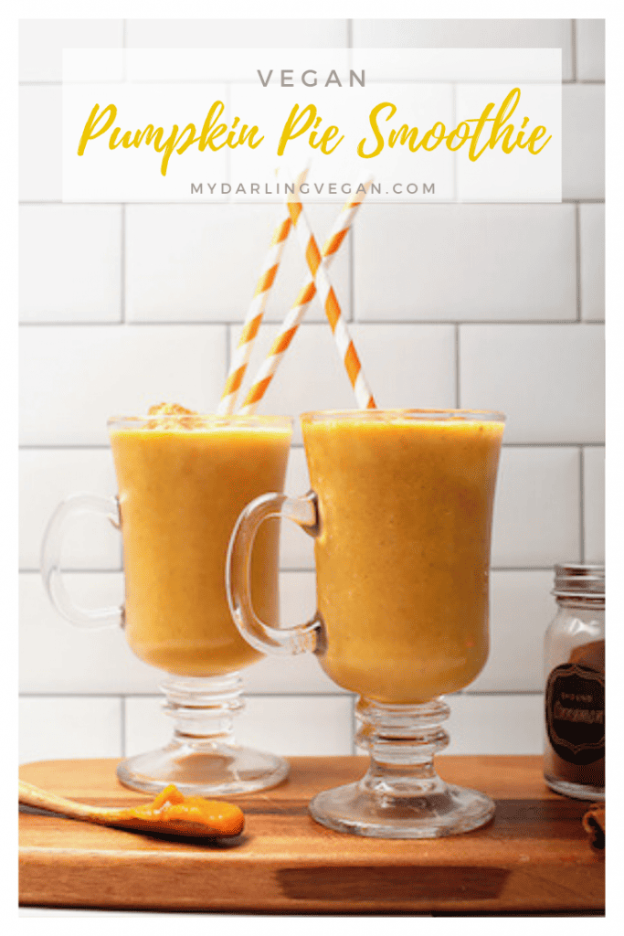 Smooth and creamy this Vegan Pumpkin Pie Smoothie is filled with protein and delicious autumnal flavor for a quick and satisfying breakfast or any time of the day snack. Ready in 5 minutes!