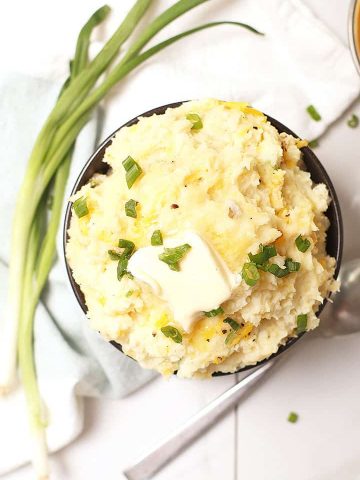 Vegan Mashed Potatoes with chives and butter