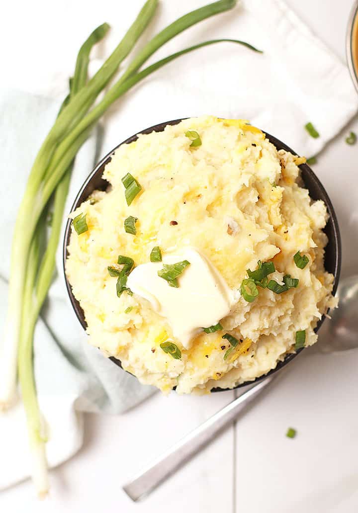 Vegan Mashed Potatoes with chives and butter