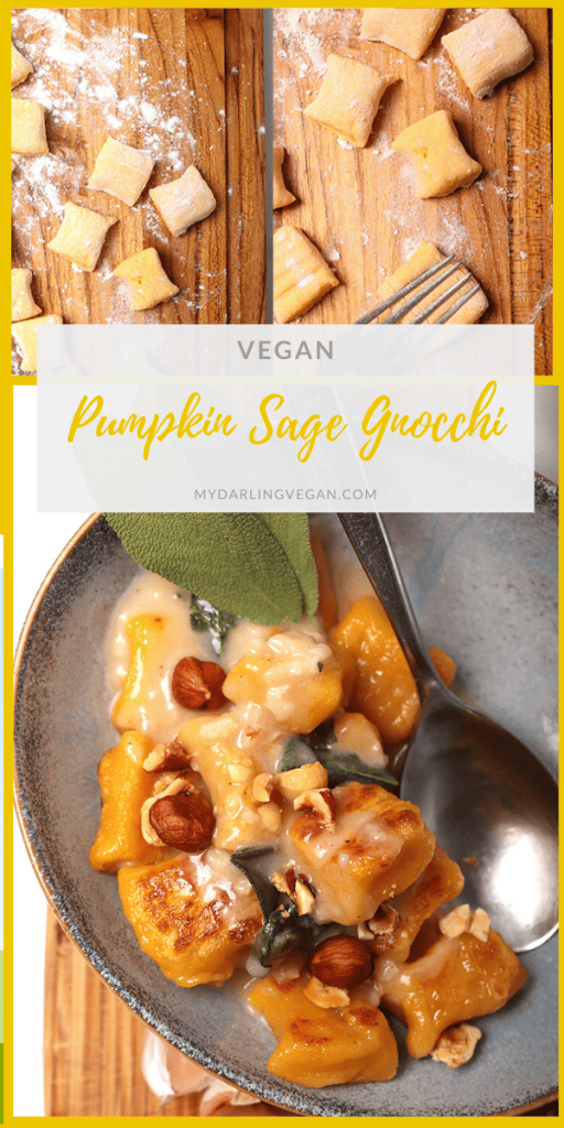 A deliciously autumnal meal, this vegan pumpkin gnocchi is unbelievable! Pillowy pumpkin pasta covered in rich and creamy sage garlic sauce for the perfect cozy meal. Vegan and soy-free! 