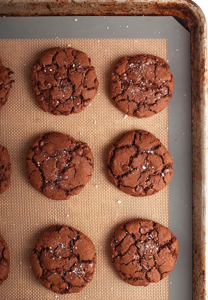 Finished cookies on a baking sheet