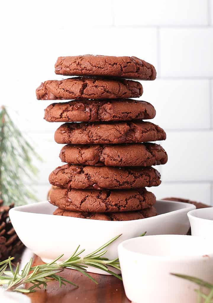 Stack of salted chocolate cookies