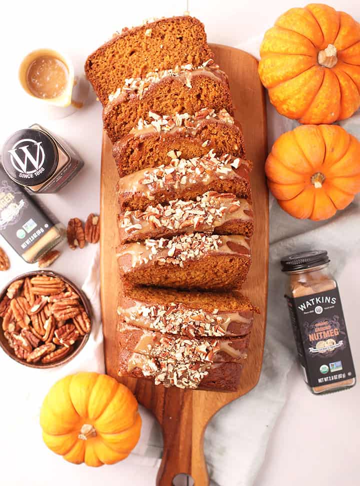 Vegan Pumpkin Bread on cutting board