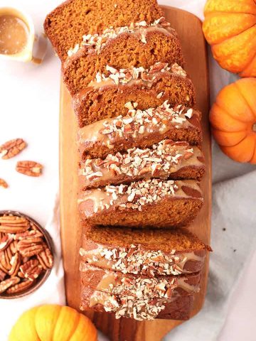 Sliced vegan pumpkin bread