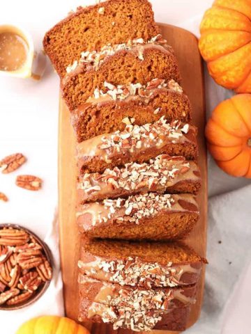 Sliced vegan pumpkin bread