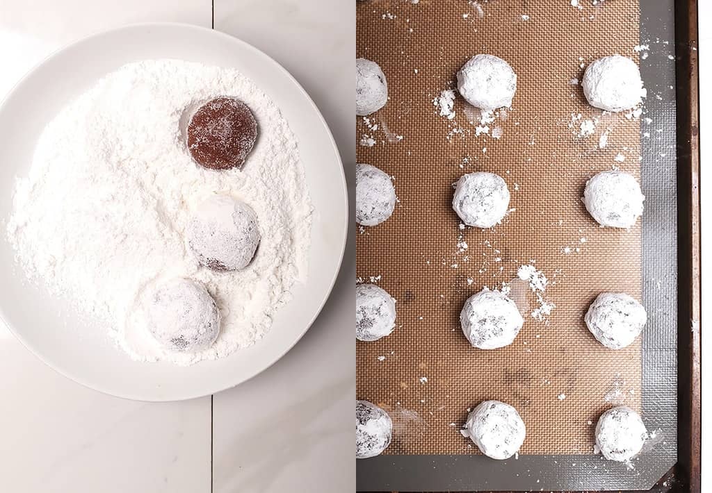 Crinkle cookies on baking sheet