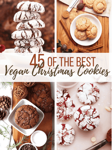 45 Vegan Christmas Cookie recipes for all your holiday get-togethers this year. From gingerbread to chocolate crinkle cookies, to eggnog thumbprints, you'll find a cookie for every occasion.