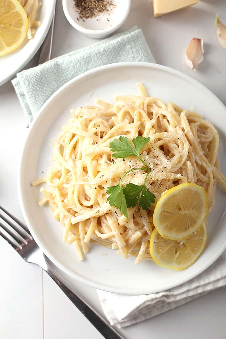 Vegan Lemon Pasta with Cashew Cream Sauce