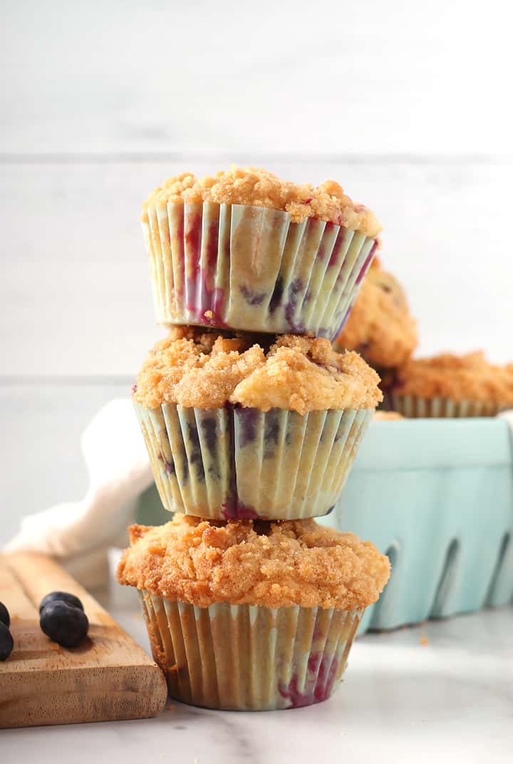 Stack of three vegan muffins