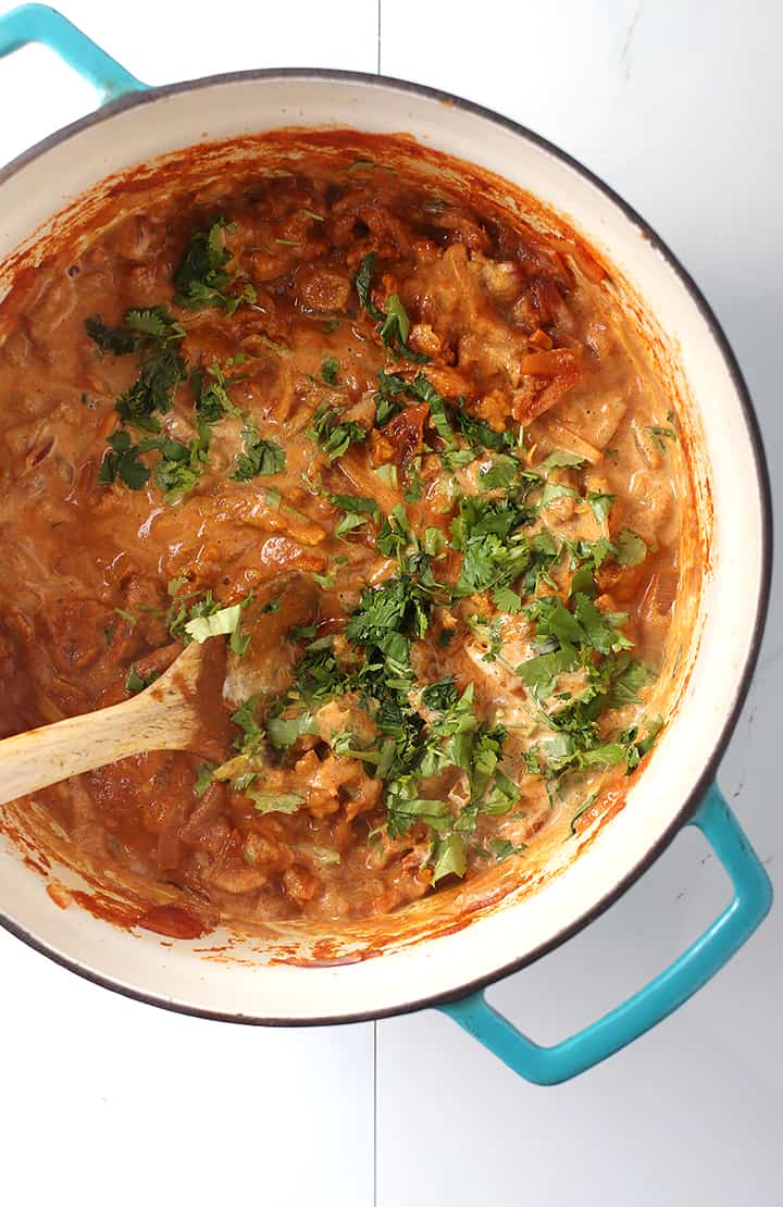 Tikka Masala sauce in large soup pot