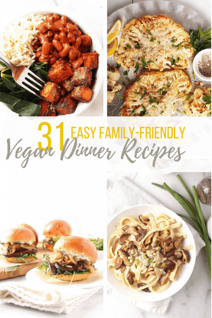 Collage of 4 vegan dinner recipes