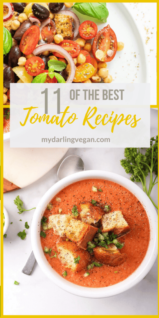 Tomatoes are the perfect late summer vegetable. They are sweet, tart, filled with nutrients, versatile, and oh so prolific. With so many delicious vegan tomato recipes to make, let’s celebrate!