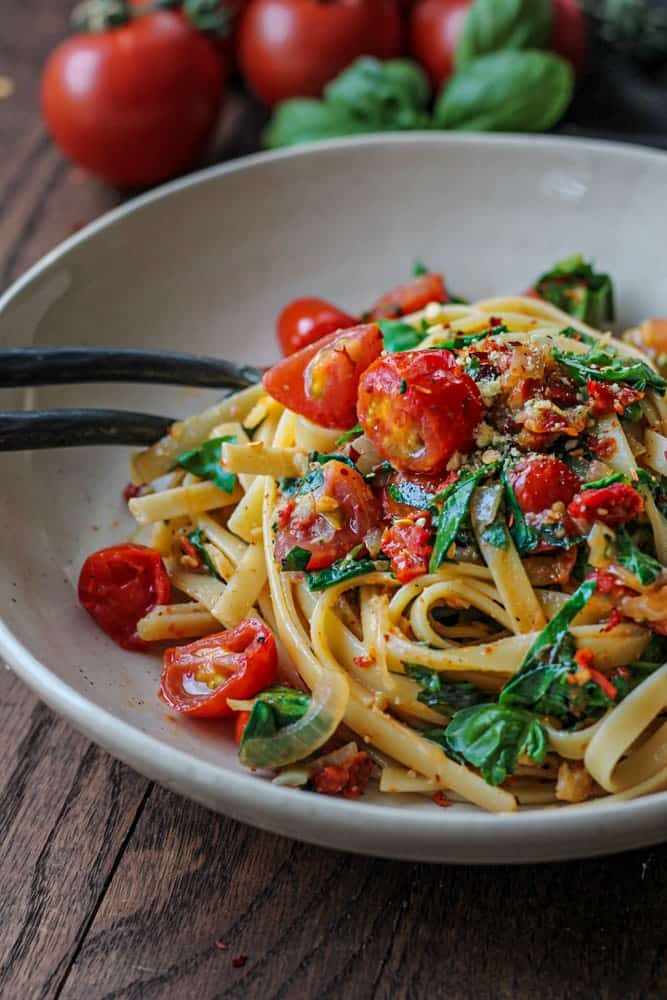 Tomato and Spinach Fettuccine 