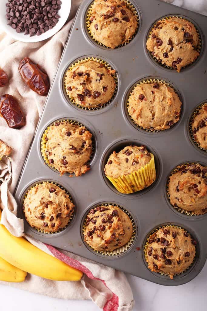 Baked muffins in a muffin tin