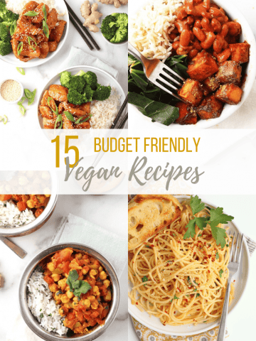 Struggling to find cheap vegan meals? I've got you covered! These 15 budget vegan recipes will have you eating well without breaking the bank. Plus tips on saving money, where to get your groceries, and more!