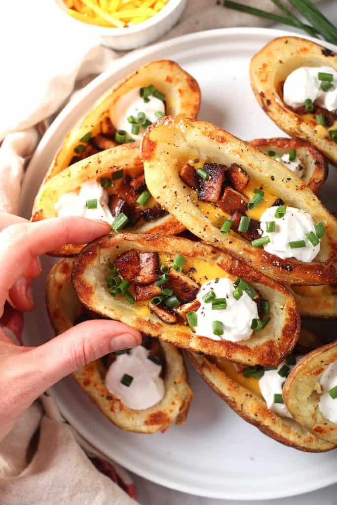 Vegan Potato Skin on a white plate