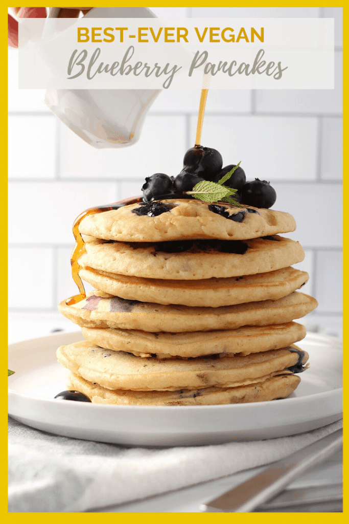 Wake up to these easy Vegan Blueberry Pancakes. Light, fluffy, and slightly sweetened with maple syrup, this is a breakfast worth getting out of bed for. Ready in 10 minutes.